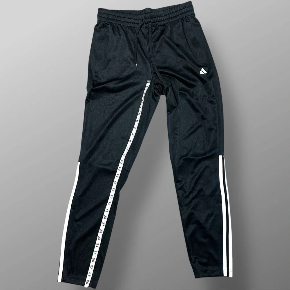 adidas Black Track Pants White Stripes Sz S NWT Sereno Joggers Zip Pockets logo - Picture 5 of 12
